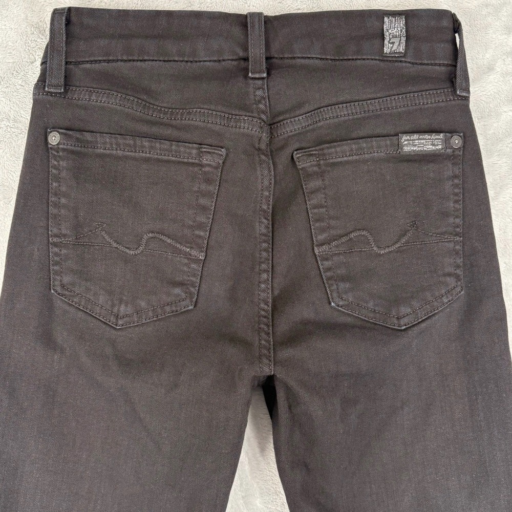 7‎ For All Mankind Jeans Womens 23 (Fits 24x25) Black Karah Crop Slim Fit Denim